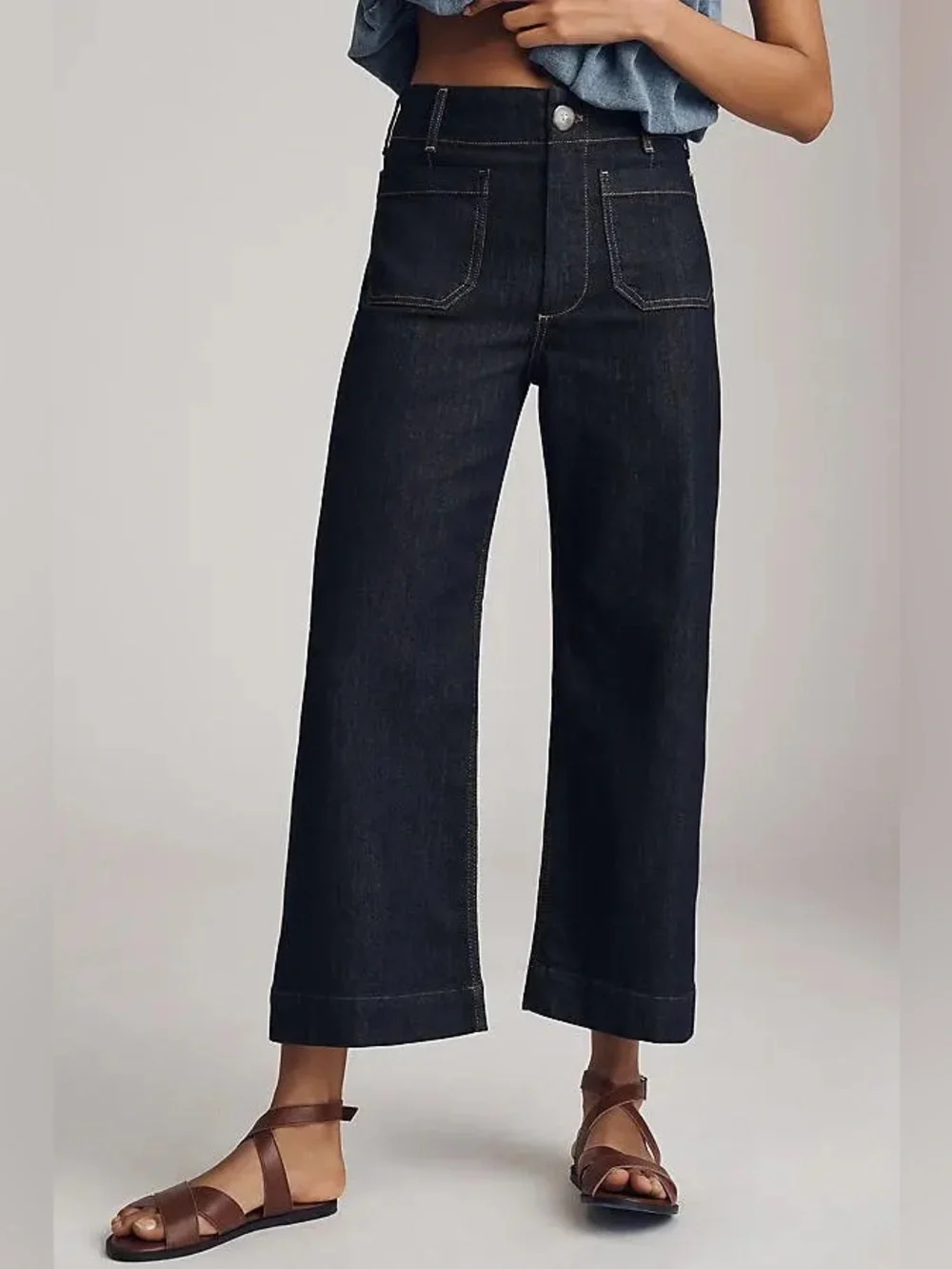 Anthropologie Maeve Colette High-Rise Wide-Leg Cropped Jeans